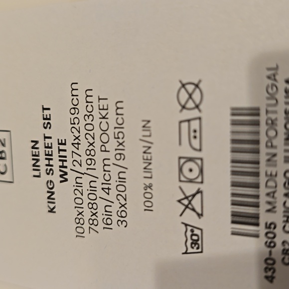 Classic EUROPEAN FLAX™-Certified Linen White King Sheet Set,Retail Price $309.00 - Picture 12 of 12